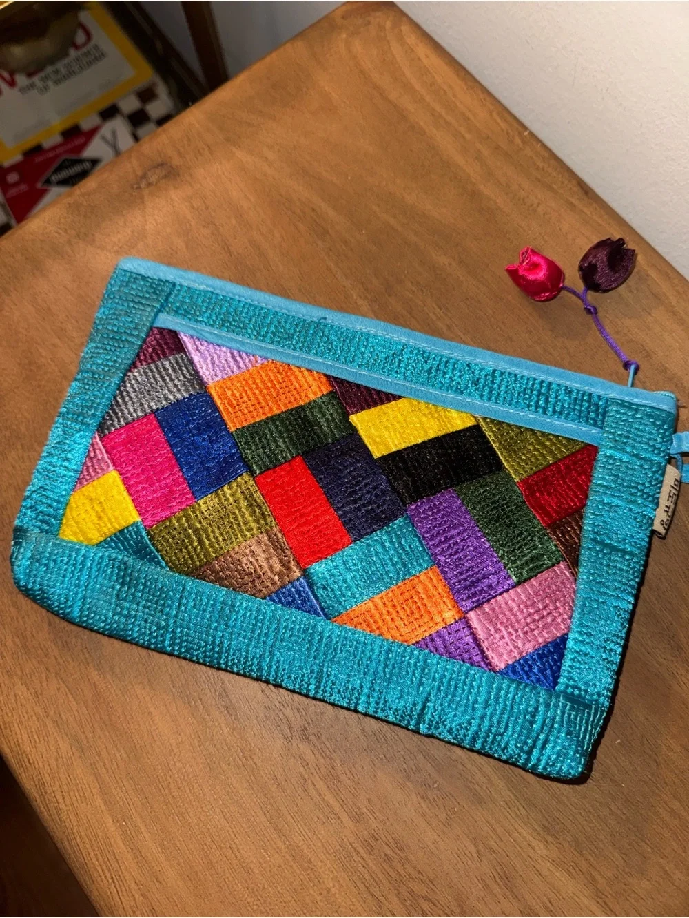 Jogakbo Patchwork Hand-Quilted Wristlet Pouch
